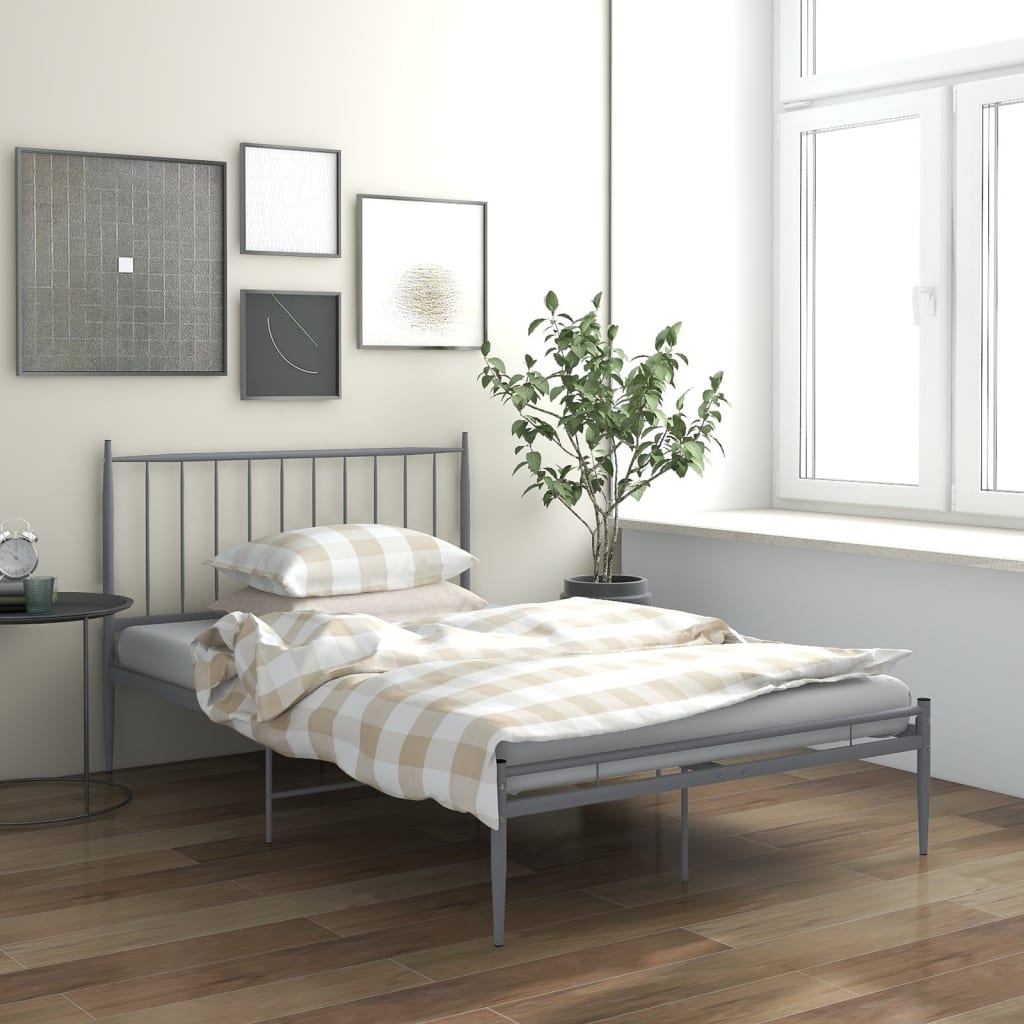 vidaXL Cadru de pat, gri, 120×200 cm, metal vidaXL imagine 2022
