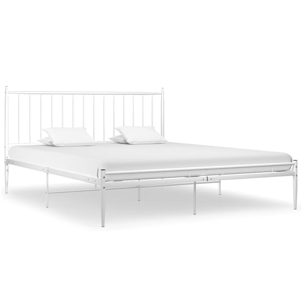 vidaXL voodiraam, valge, metall, 180 x 200 cm