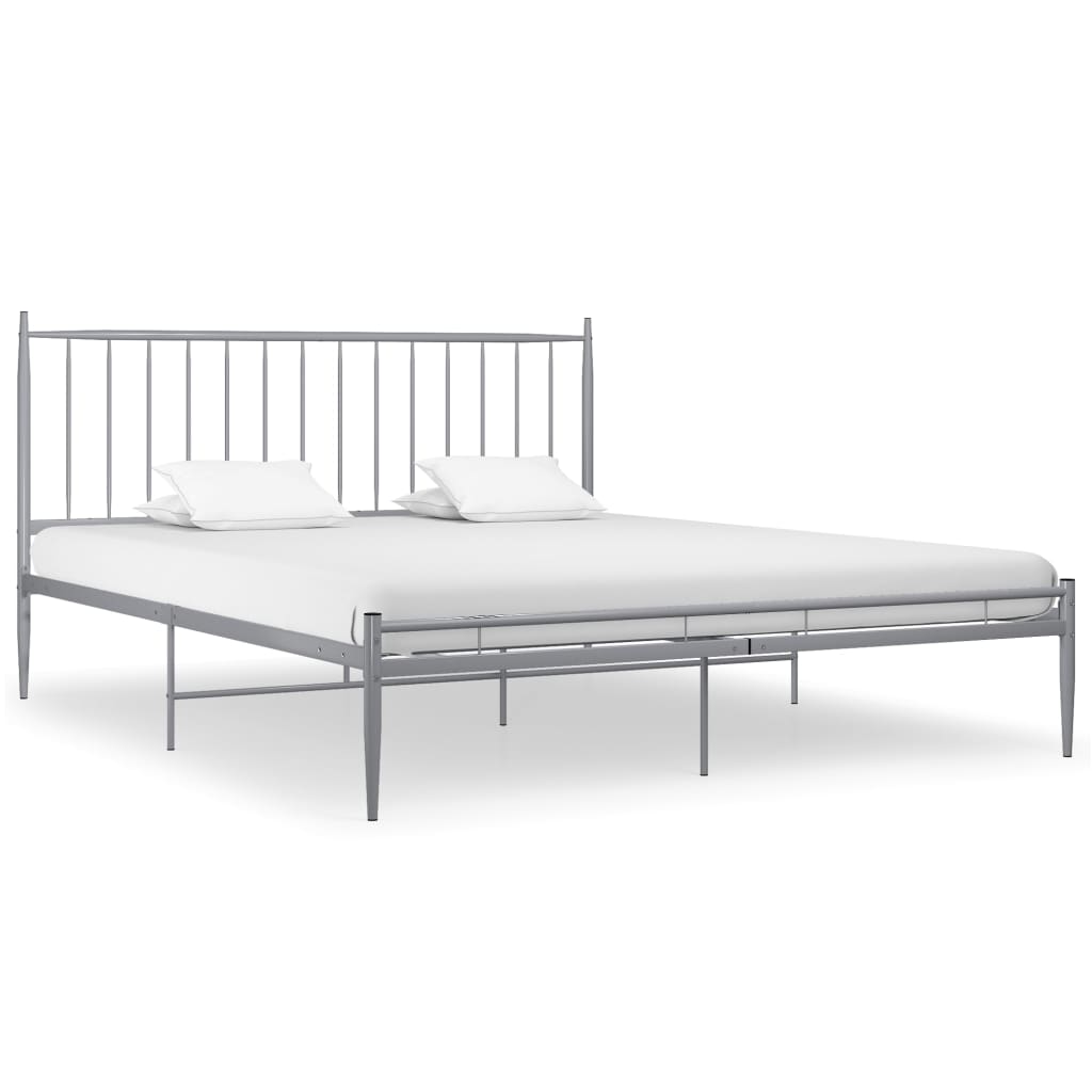 Thumbnail - vidaXL Bett Grau Metall 200x200 cm