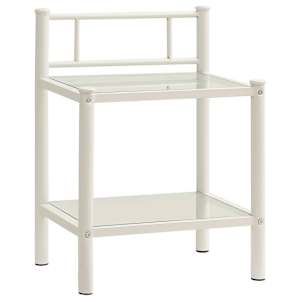 vidaXL Noptiere, 2 buc., alb și transparent, metal și sticlă