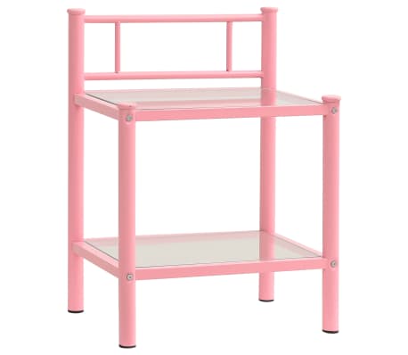 vidaXL öökapp, 2 tk, roosa ja läbipaistev, metall ja klaas