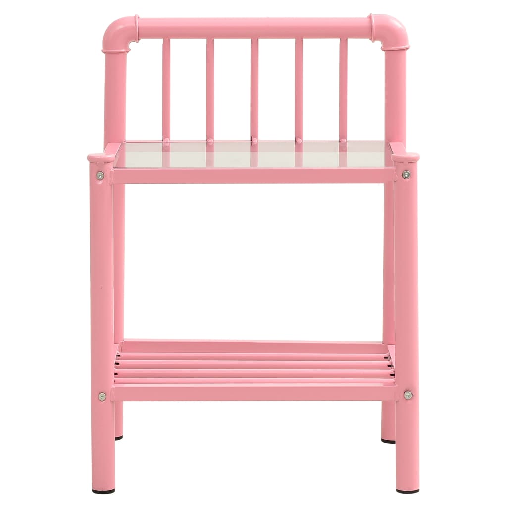 

vidaXL Nachtkastjes 2 st metaal en glas roze en transparant