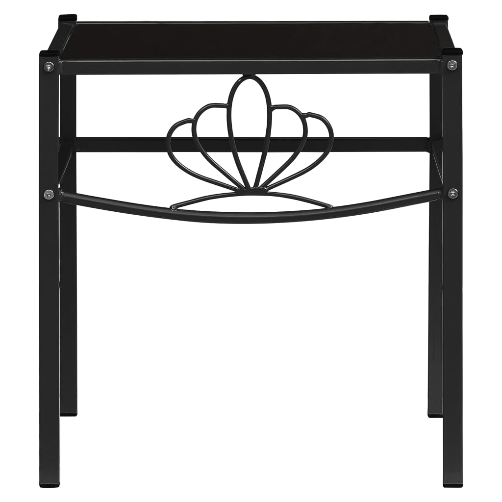 vidaXL Bedside Cabinet Black 42.5x33x44.5 cm Metal and Glass