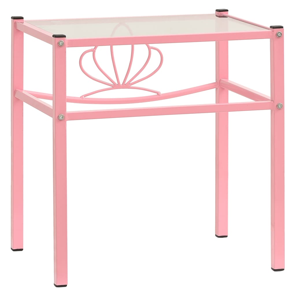 

vidaXL Nachtkastjes 2 st metaal en glas roze en transparant