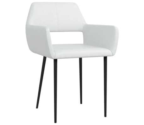 vidaXL Valgomojo kėdės, 6vnt., baltos, dirbtinė oda