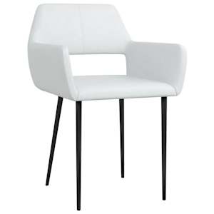 vidaXL Valgomojo kėdės, 6vnt., baltos, dirbtinė oda