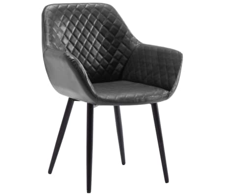 vidaXL Valgomojo kėdės, 4vnt., pilkos spalvos, dirbtinė oda