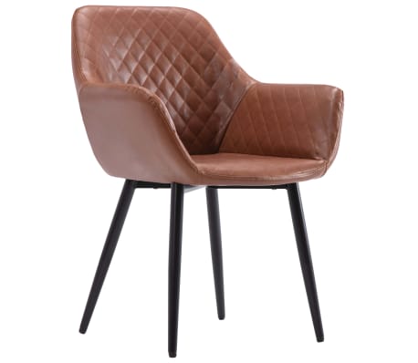 vidaXL Valgomojo kėdės, 4vnt., šviesiai rudos spalvos, dirbtinė oda