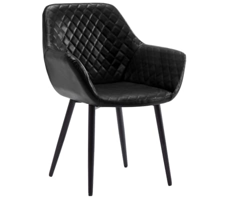 vidaXL Valgomojo kėdės, 4 vnt., juodos spalvos, dirbtinė oda