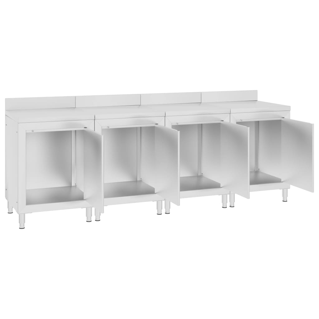 vidaXL rozsdamentes acél kereskedelmi munkapultszekrény 240x60x96 cm