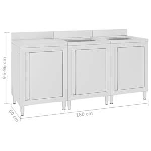Gastro kuchyňská dřezová skříňka 180 x 60 x 96 cm nerezová ocel - obrázek 6