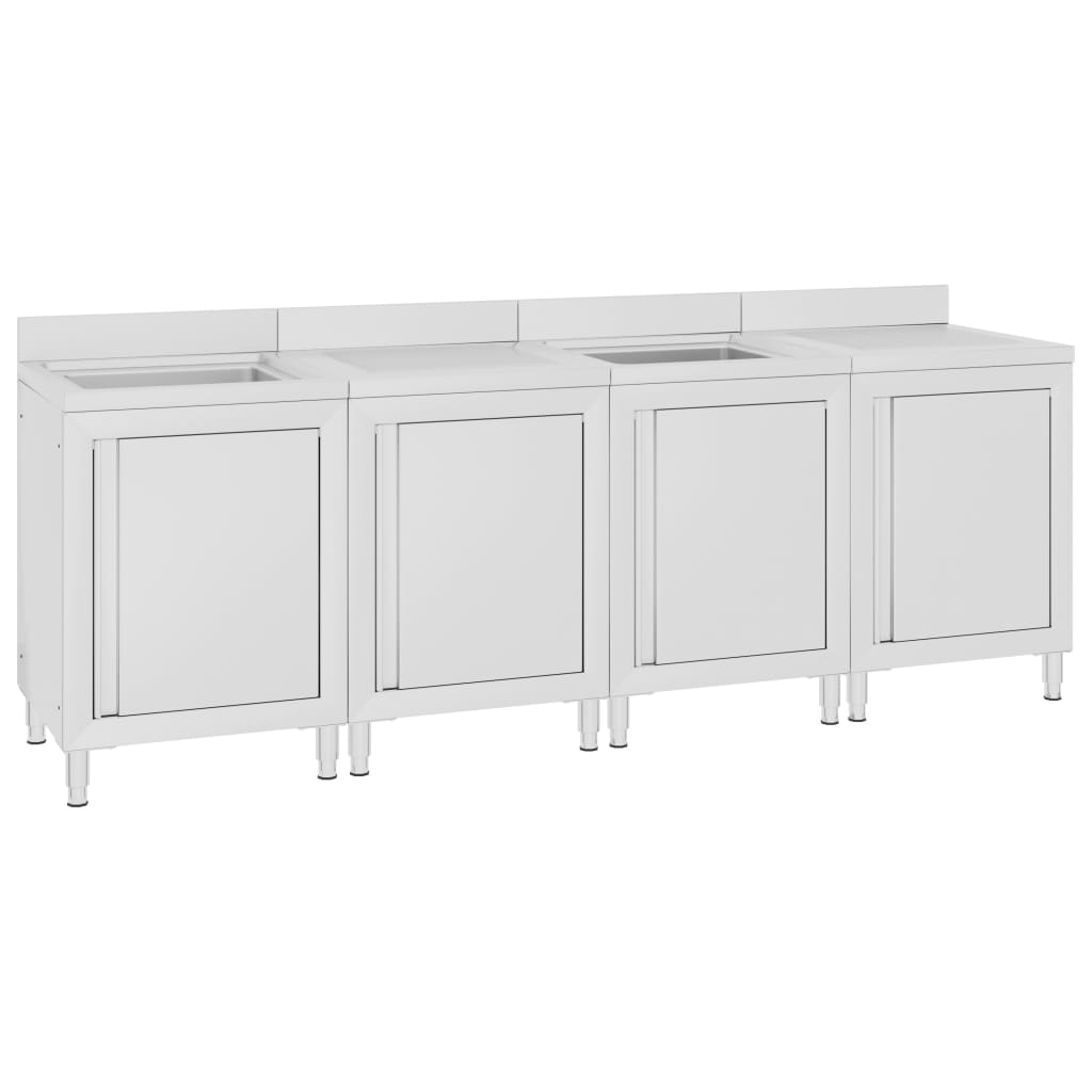 

vidaXL Wastafelkast commercieel 240x60x96 cm roestvrij staal