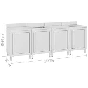 Gastro kuchyňská dřezová skříňka 240 x 60 x 96 cm nerezová ocel - obrázek 6