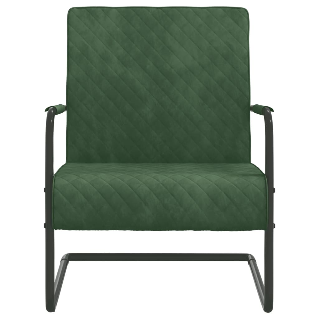 vidaXL Конзолен стол, тъмнозелен, кадифе
