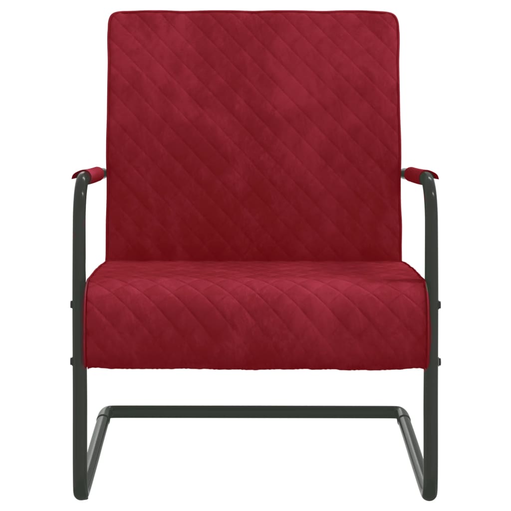 vidaXL Chaise cantilever Rouge bordeaux Velours