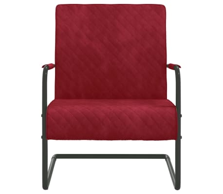 vidaXL Krzesło wspornikowe, winna czerwień, obite aksamitem