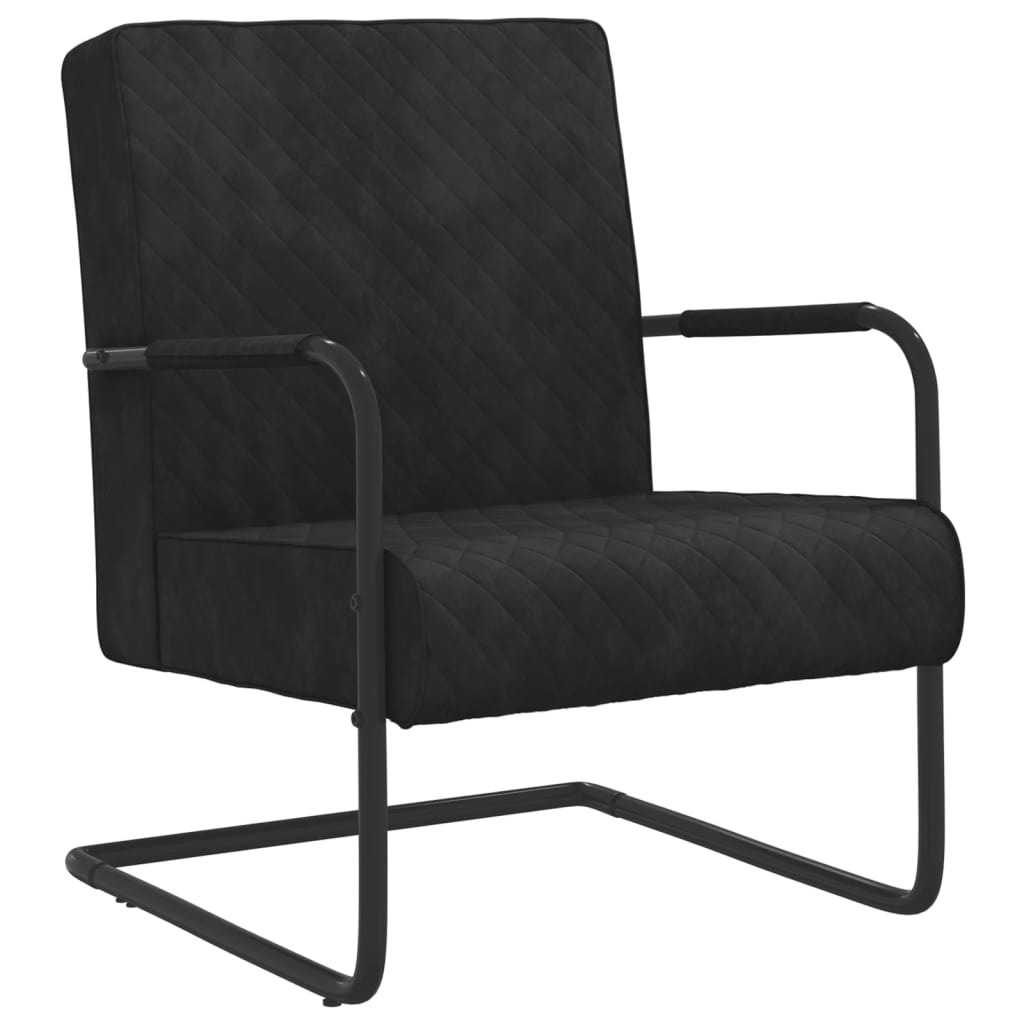 #3 - vidaXL stol med cantilever fløjl sort