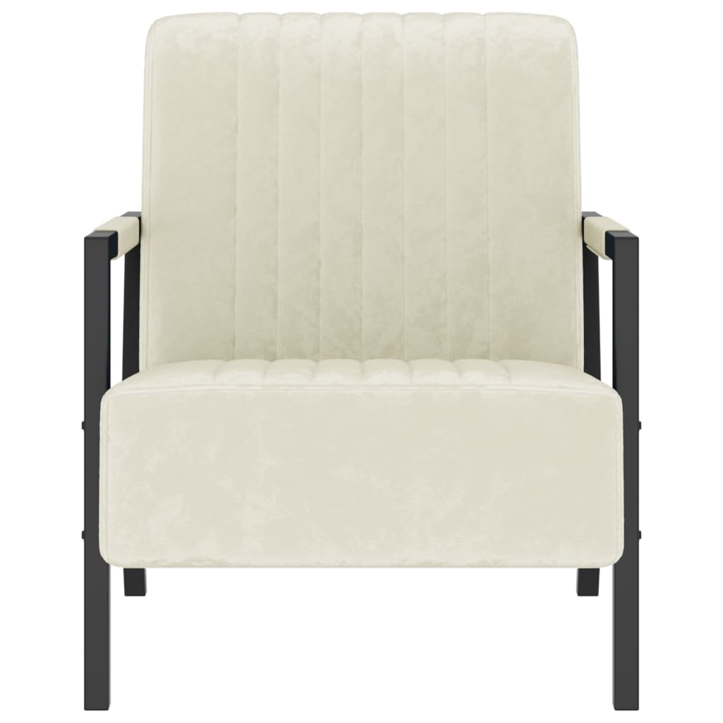 vidaXL Fauteuil Blanc crème Velours