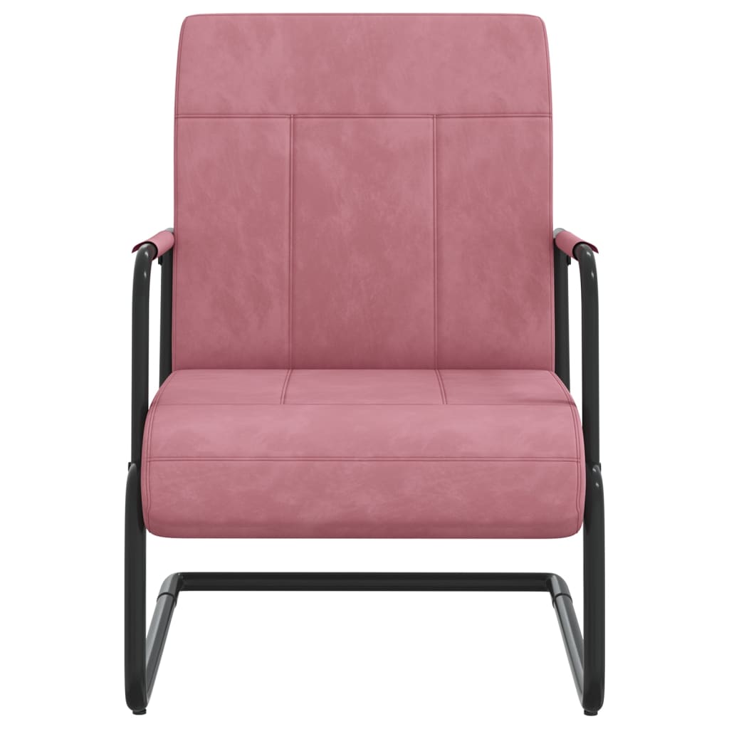 vidaXL Cadeira cantilever veludo rosa