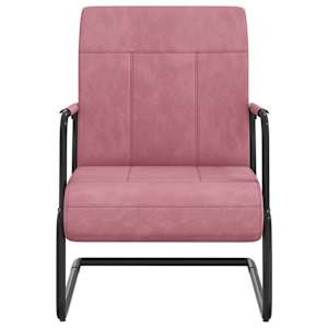 vidaXL Krzesło wspornikowe, r&oacute;żowe, obite aksamitem