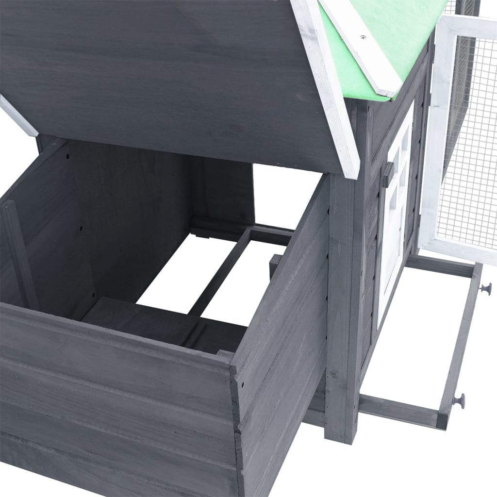 vidaXL Chicken Coop with Nest Box Gray 76"x26.8"x40.9" Solid Firwood