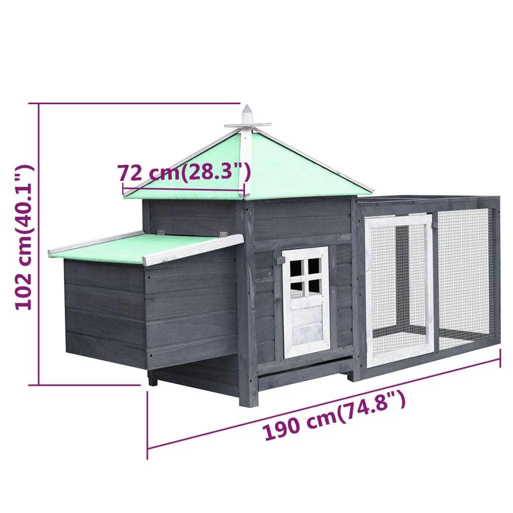VidaXL Chicken Coop with Nest Box - Large Solid Firwood Outdoor Enclosure vidaXL - Picture 12 of 27