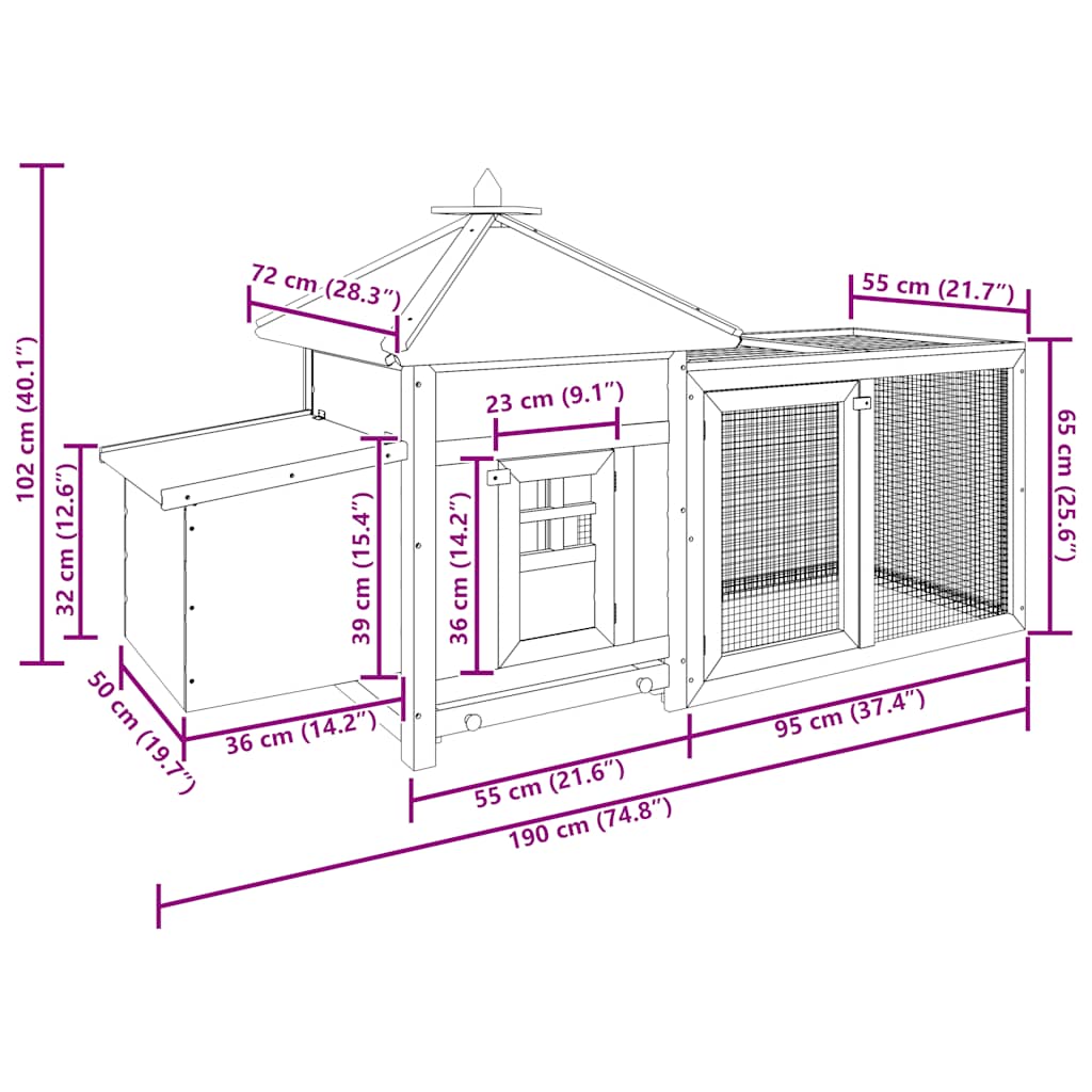 VidaXL Chicken Coop with Nest Box - Large Solid Firwood Outdoor Enclosure vidaXL - Picture 8 of 32