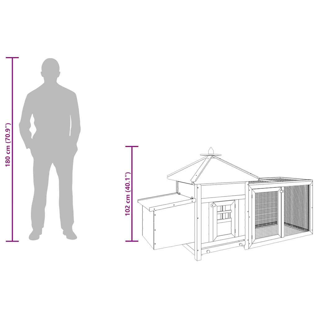 VidaXL Chicken Coop with Nest Box - Large Solid Firwood Outdoor Enclosure vidaXL - Picture 14 of 32