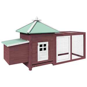 vidaXL kanakuut pesakastiga, moka 190x72x102 cm, kuusepuit