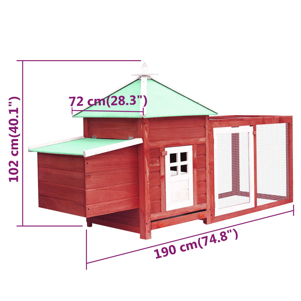VidaXL Chicken Coop with Nest Box - Large Solid Firwood Outdoor Enclosure vidaXL - Picture 24 of 27