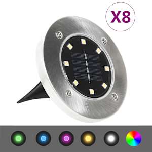 vidaXL p&auml;ikesepatareidega maapinnavalgustid, 8 tk LED-tuledega, RGB