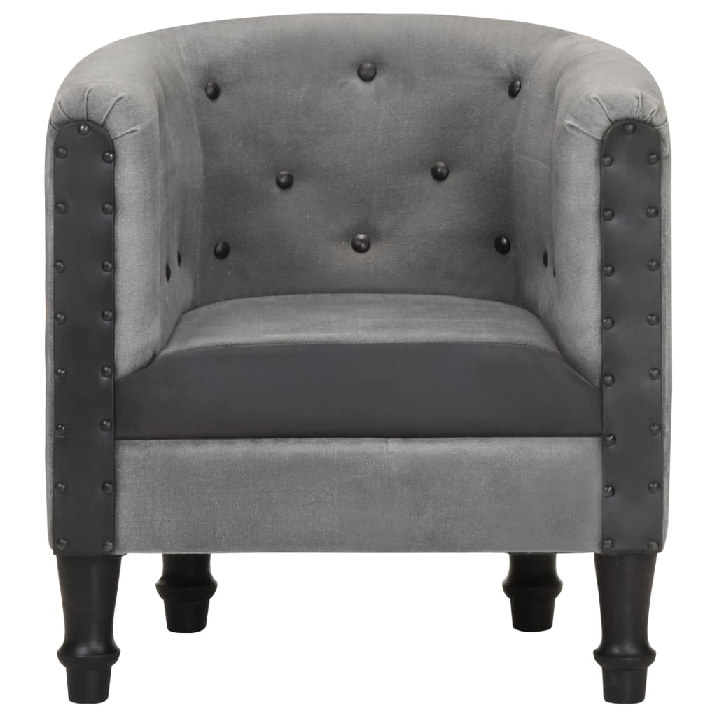 vidaXL Sillón de cuero auténtico y madera maciza de mango negro