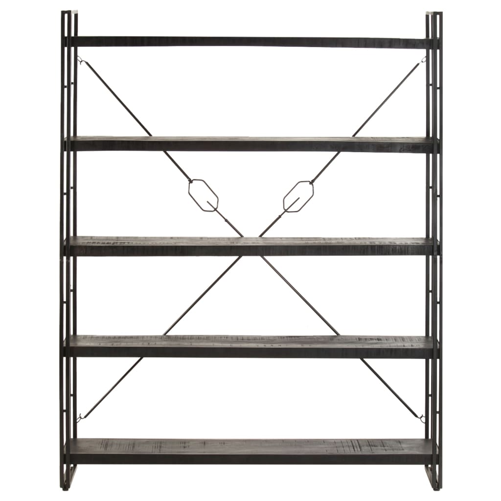 

vidaXL Boekenkast met 5 schappen 140x30x180 cm massief mangohout zwart