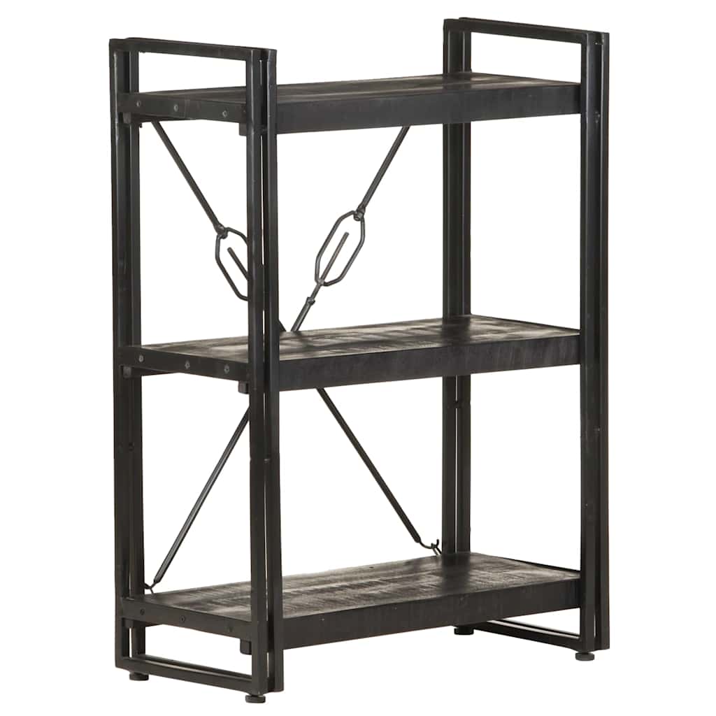 vidaXL Bibliotecă cu 3 rafturi, negru, 60x30x80 cm, lemn masiv mango