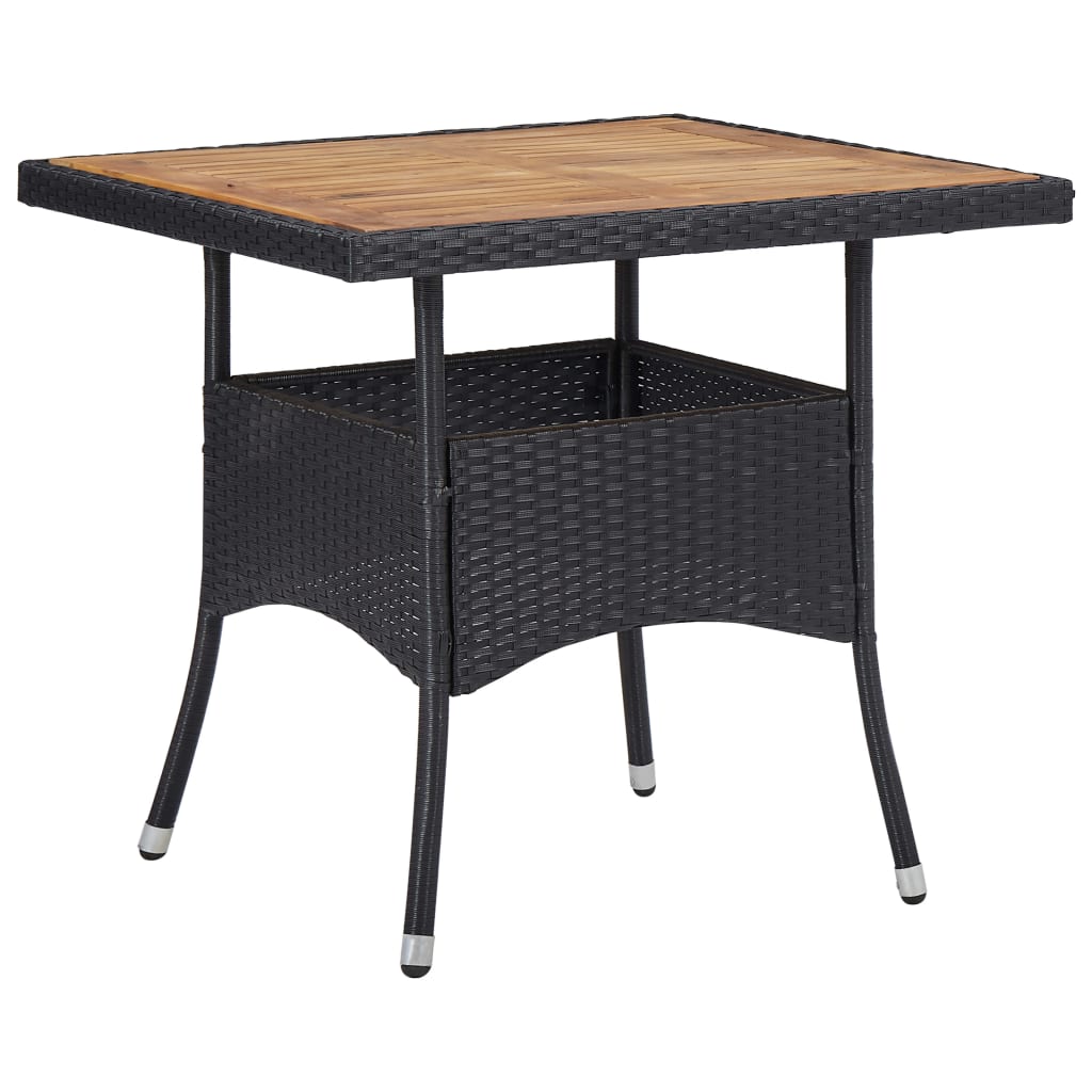 

vidaXL 3-delige Tuinset poly rattan en acaciahout zwart