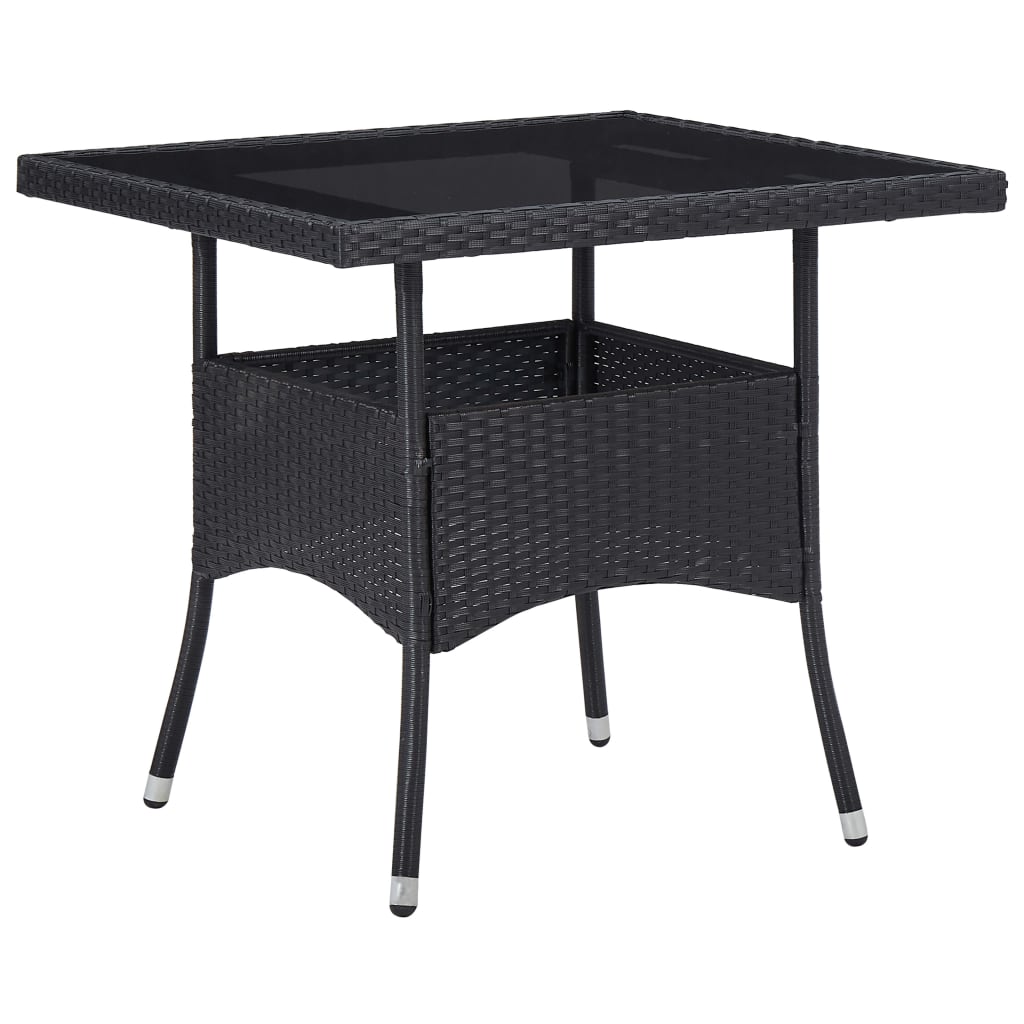 Set mobilier grădină, 5 piese, negru, poliratan, lemn acacia