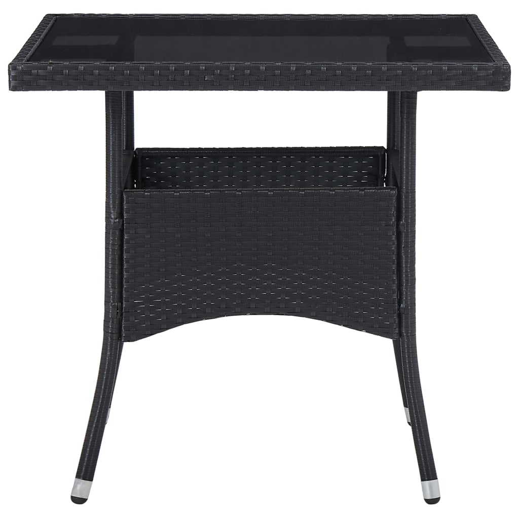 Set mobilier grădină, 5 piese, negru, poliratan, lemn acacia