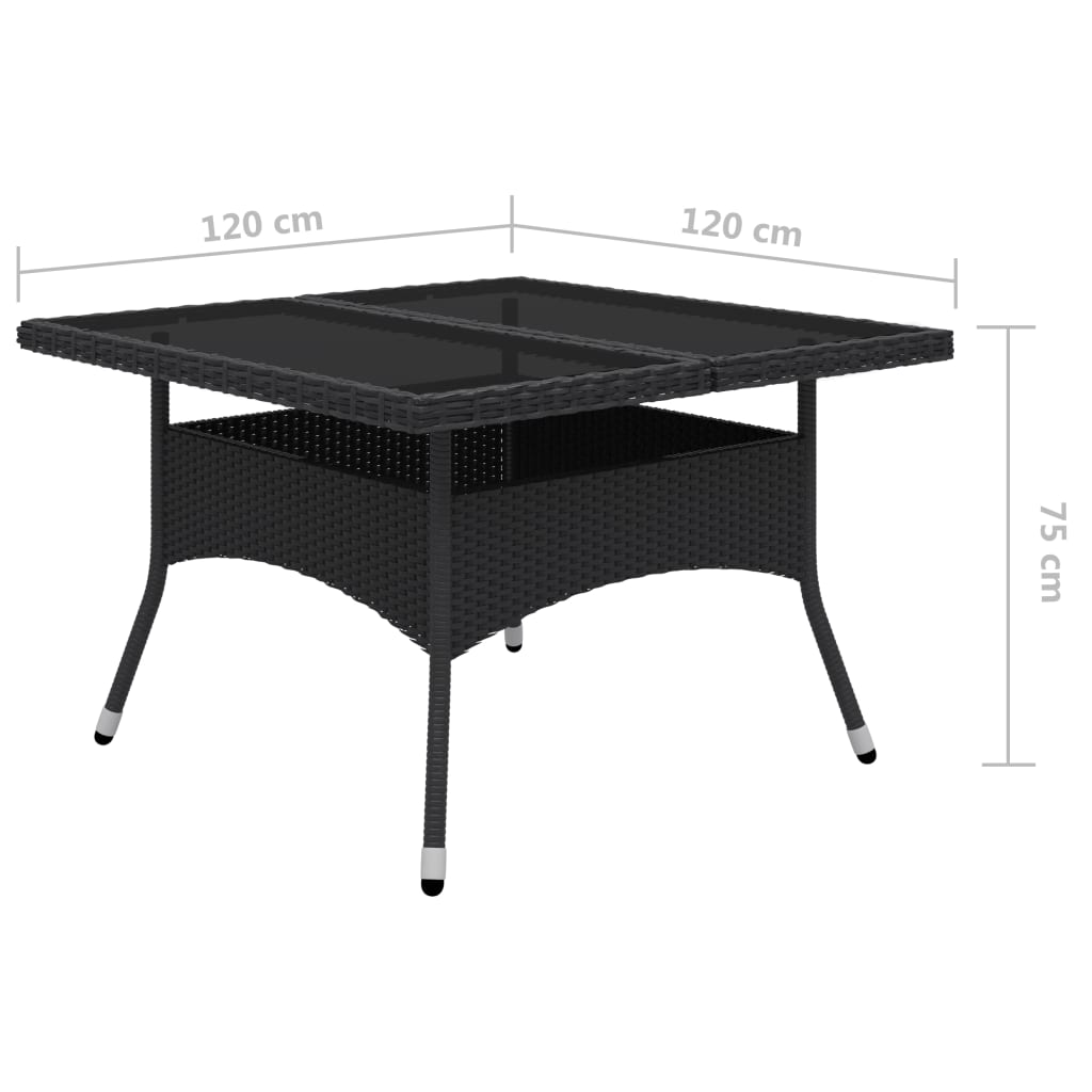 Set mobilier grădină, 9 piese, negru, poliratan, lemn acacia