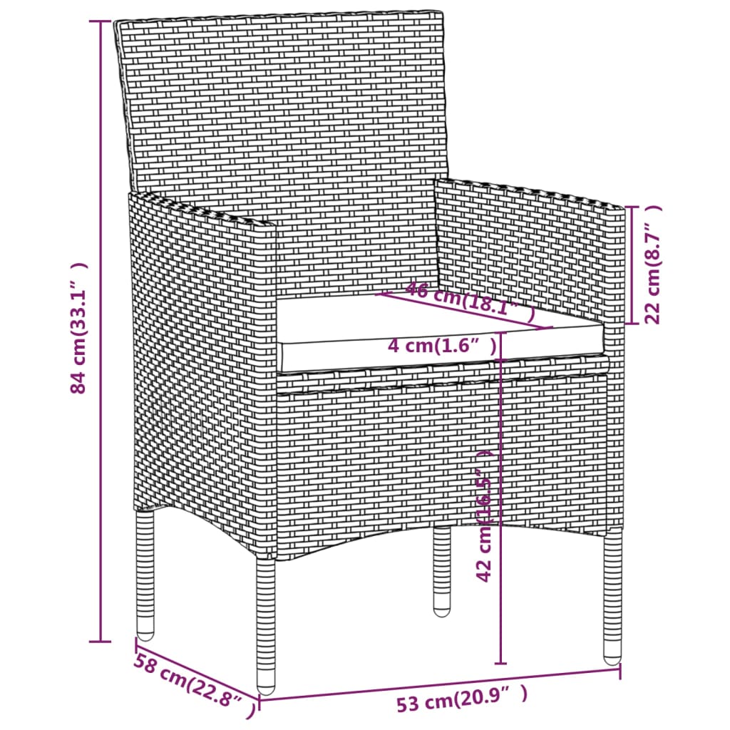 Set mobilier grădină, 5 piese, gri, poliratan/sticlă tratată