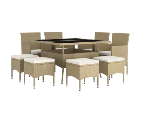 vidaXL 9-dielna z&aacute;hr. jed&aacute;lensk&aacute; s&uacute;prava polyratan b&eacute;žov&aacute;