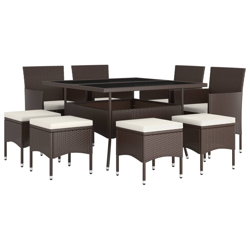 vidaXL 9-delige Tuinset poly rattan bruin afbeelding
