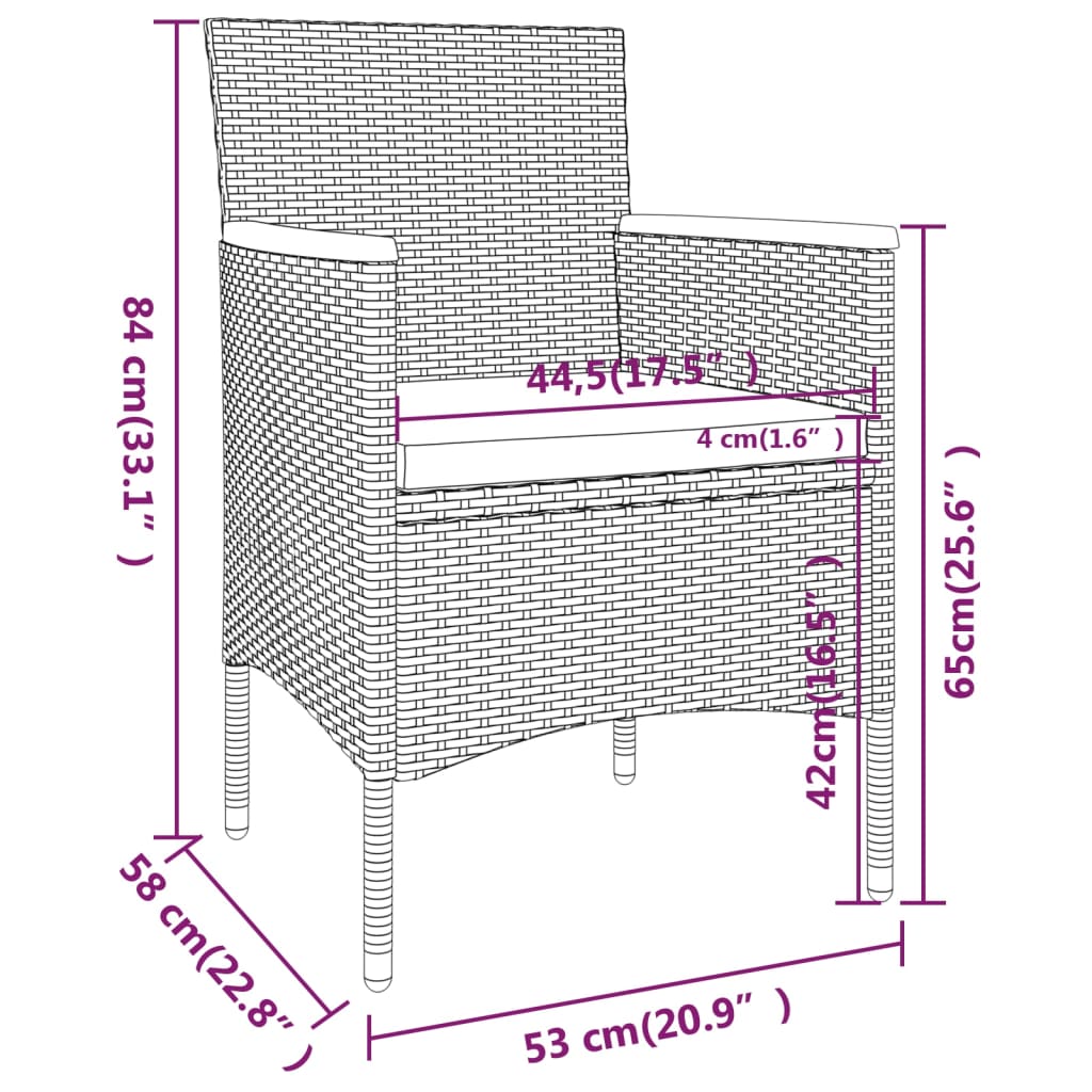 Set mobilier grădină, 5 piese, gri, poliratan/sticlă tratată