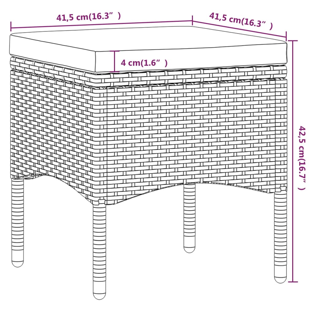 Zestaw mebli jadalnianych ogrodowych - Stół 120x120, 2 krzesła, 2 podnóżki