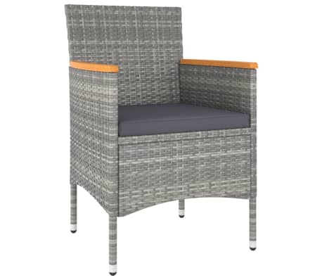 vidaXL Set mobilier grădină, 5 piese, gri, poliratan și lemn acacia