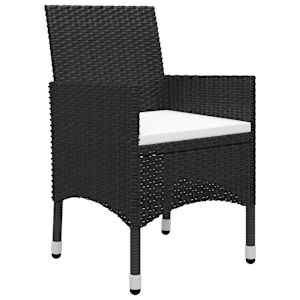 3dílný bistro set polyratan a tvrzené sklo černý - obrázek 4