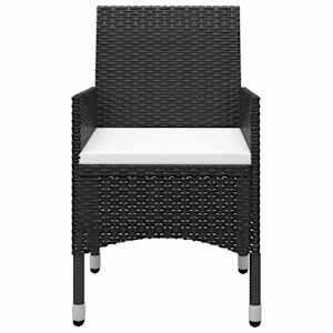 3dílný bistro set polyratan a tvrzené sklo černý - obrázek 5