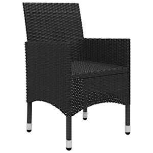 3dílný bistro set polyratan a tvrzené sklo černý - obrázek 6