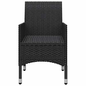 3dílný bistro set polyratan a tvrzené sklo černý - obrázek 7