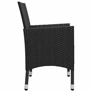 3dílný bistro set polyratan a tvrzené sklo černý - obrázek 8