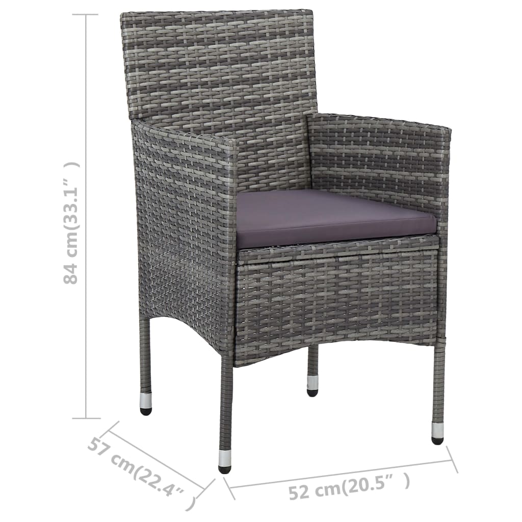 3dílný bistro set polyratan a tvrzené sklo šedý - obrázek 14